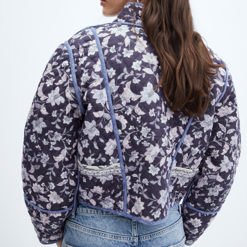 Reversible Jacket with Floral Print and Ethnic Print