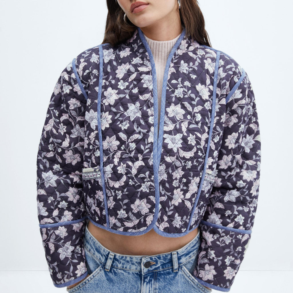 Reversible Jacket with Floral Print and Ethnic Print
