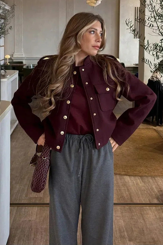 Modern Structured Mock-Neck Mini Jacket