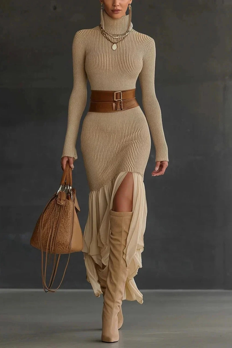 Refined Turtleneck Knit Dress