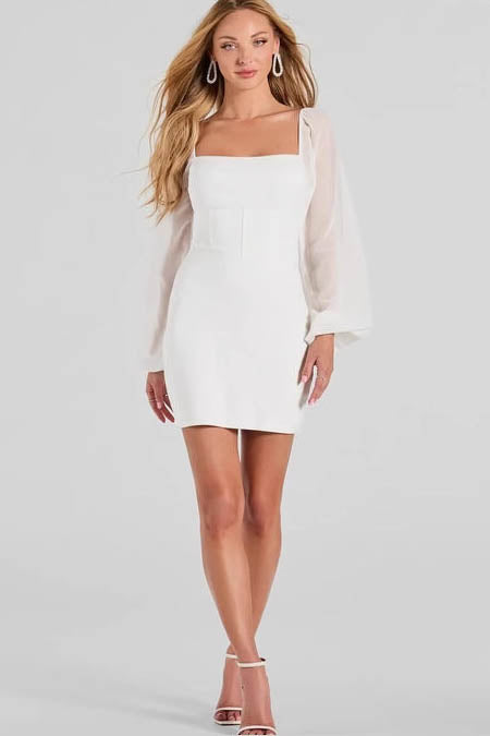 Playful in White Mini-Length Dress