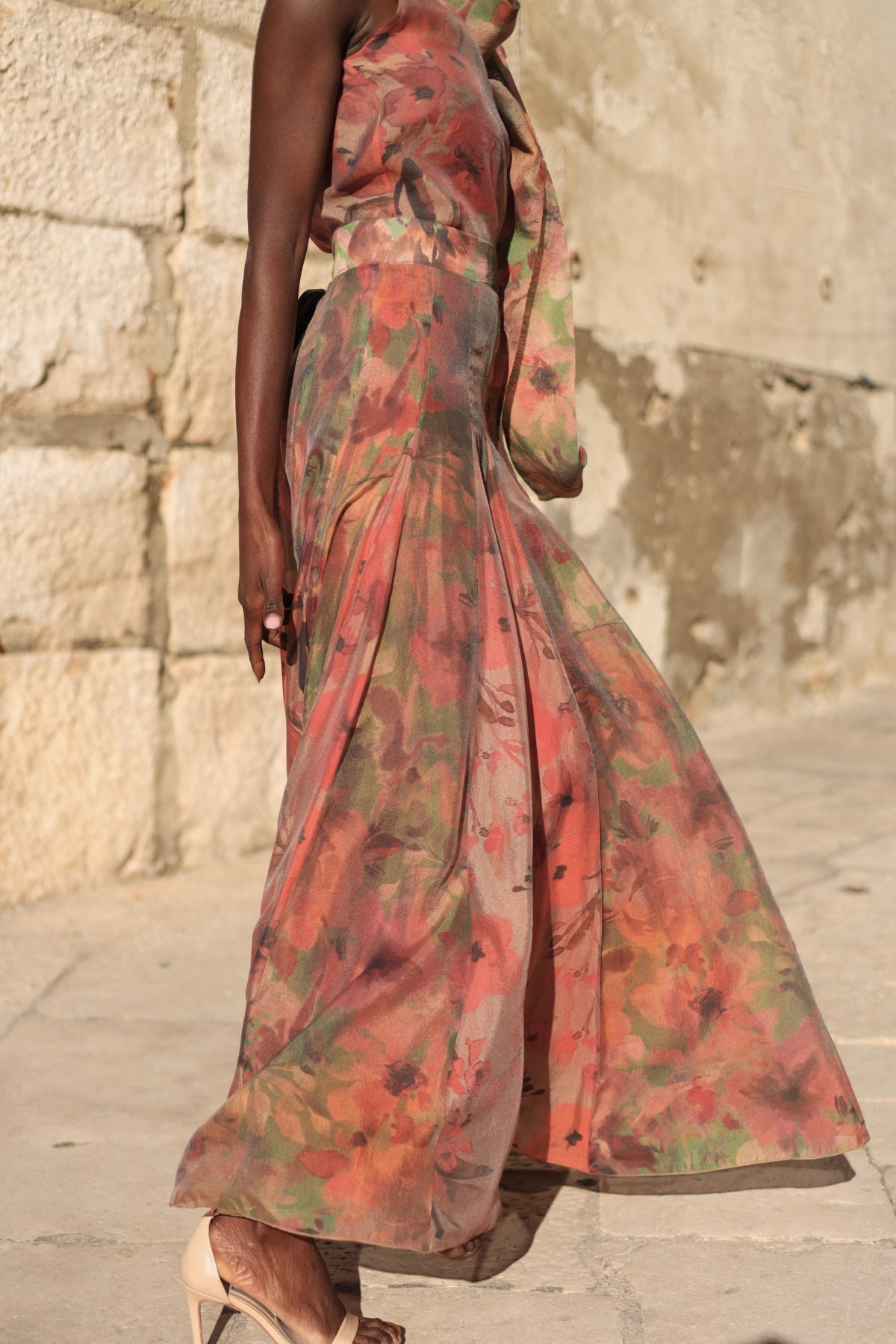 Falda Halterneck Flower Maxi Skirt Set
