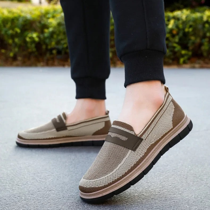 Knit Loafers with Woven Detail