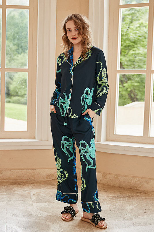 Coordinated Octopus Print Pajama Set