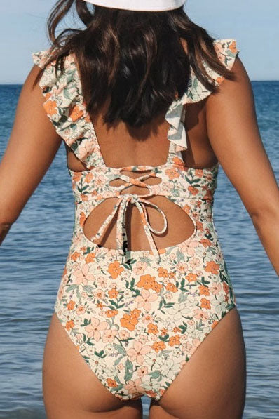 Ruffled Cut-Out One-Piece Swimwear