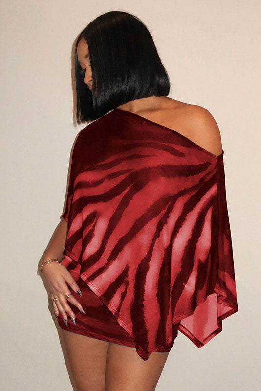 Coordinated Tiger Pattern Sheer Skirt Set