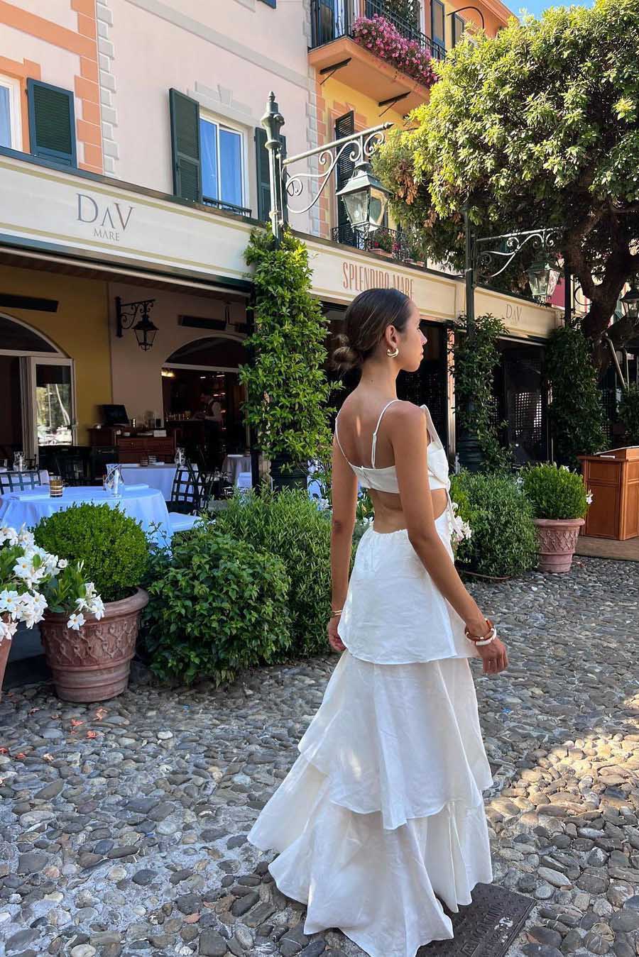 Modern French Open Back 3D Flower Layered Dress