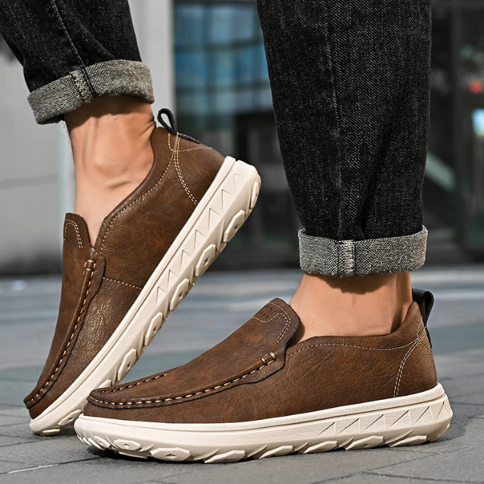 Leather Loafers with Rubber Sole