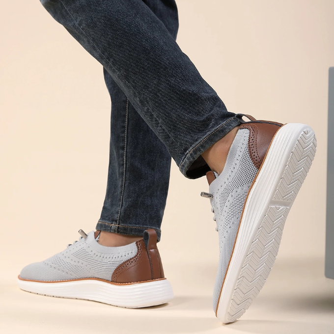 Knit Brogue Shoes with Breathable Upper