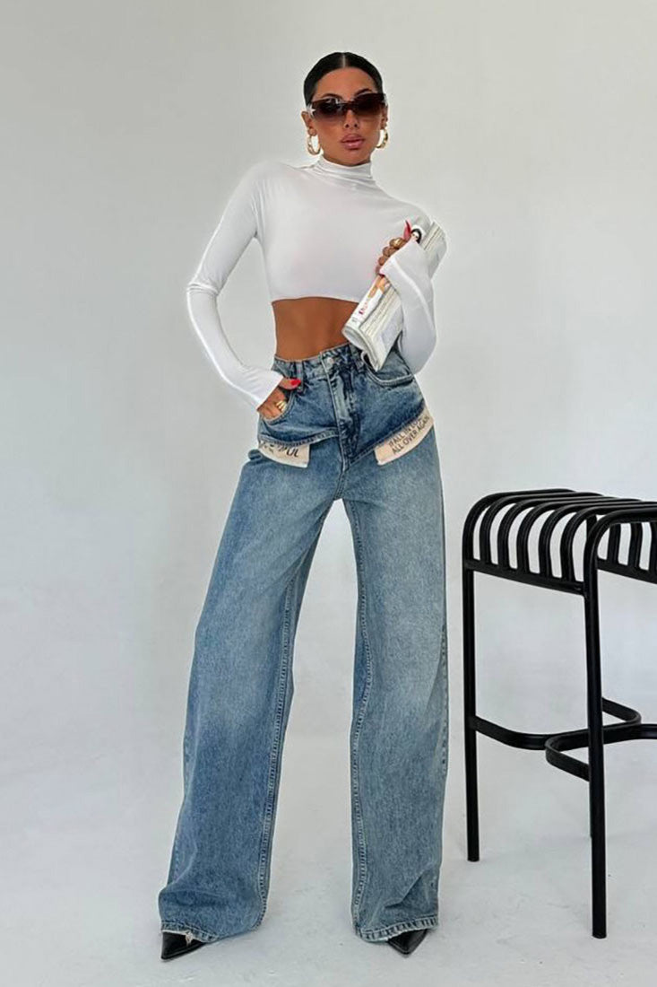 Modern Street Style Patch Jeans