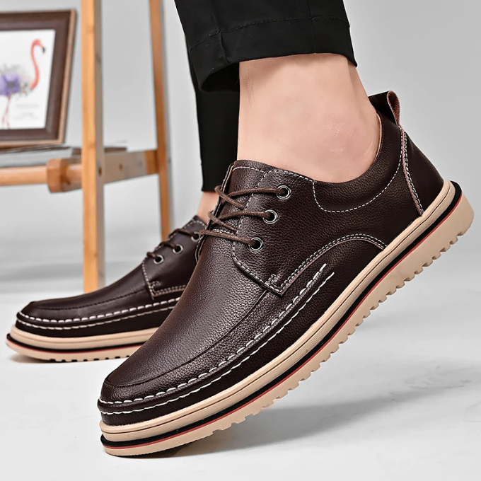 Leather Derby Shoes with Contrast Stitching