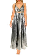 Cut-Out Silver Patchwork One-Piece with Skirt