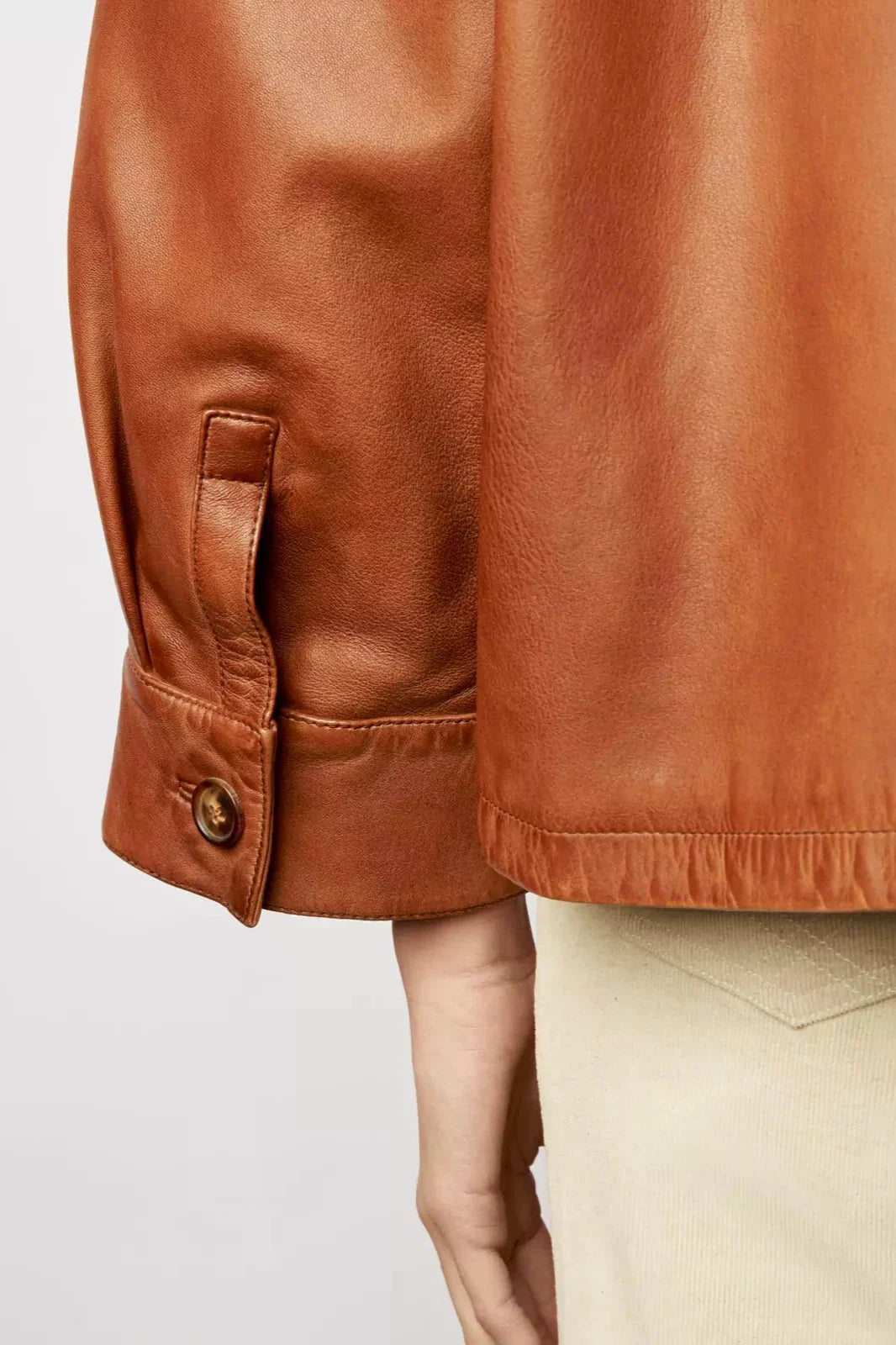Clean-Lined Boxy Leather Short Jacket