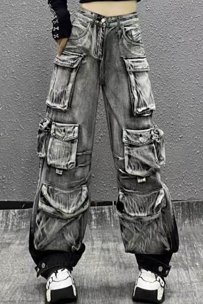Modern Gradient Cargo Paratrooper Jeans