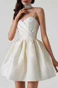 Sweet High-Waisted Ruched Fluffy Mini-Length Dress