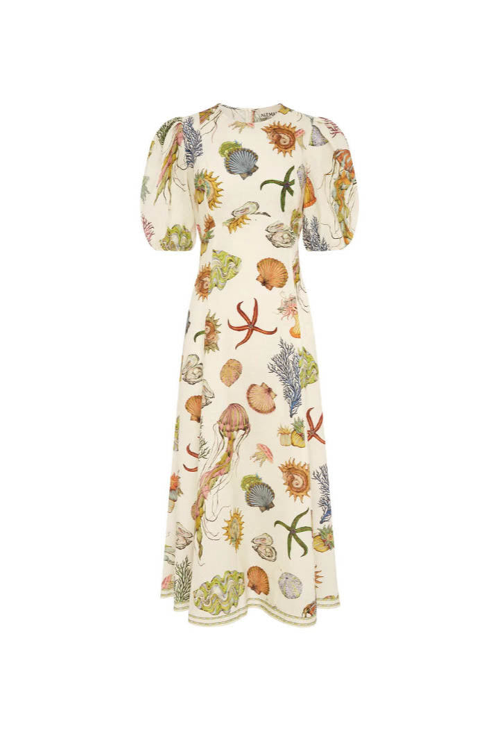 Modern Graffiti Print Puff Sleeve Dress