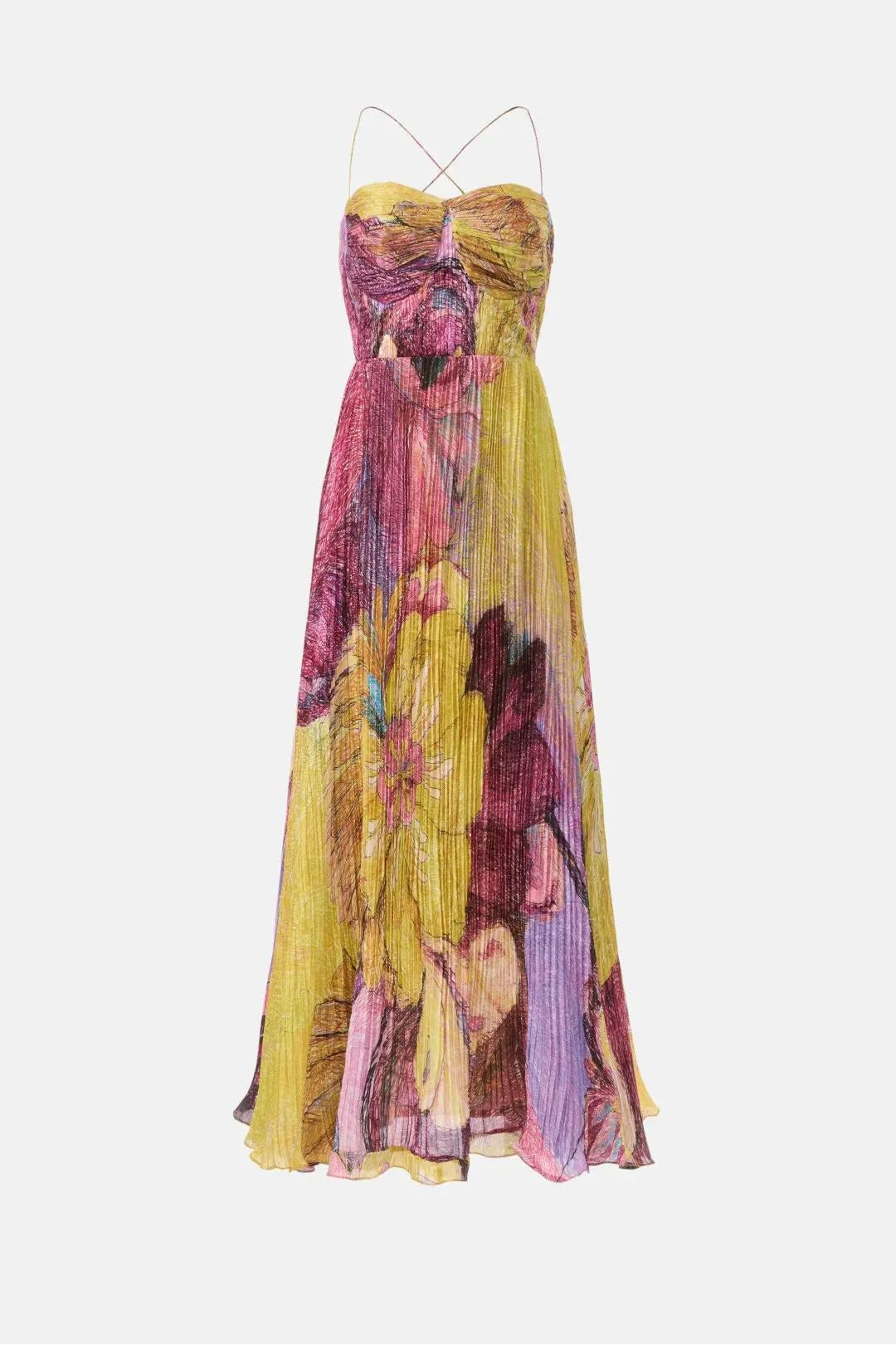 Kiara Multicolored Ikat Print Maxi-Length Dress