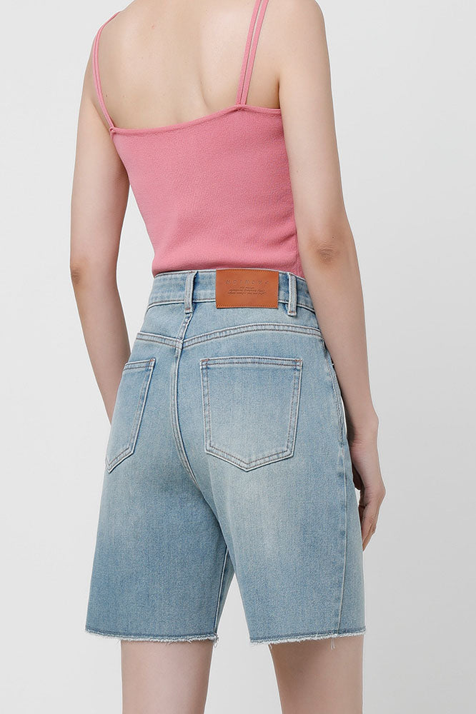 High-Waisted Stretch Denim Shorts