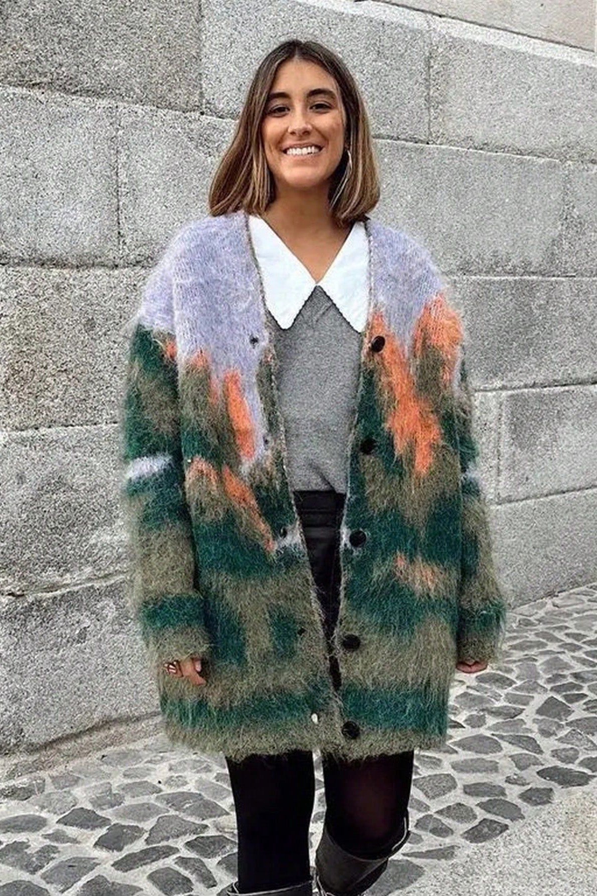 Modern Art-Inspired Knit Cardigan