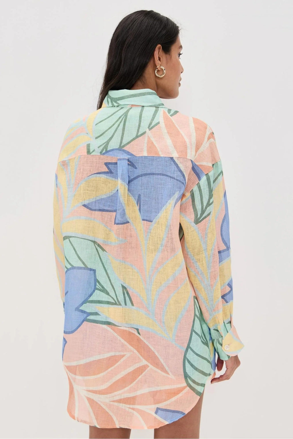 Playa Boyfriend Tropical Leaf Patterned Short Set