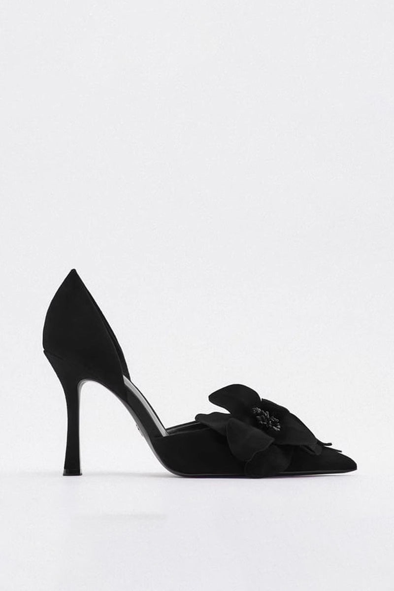 Modern Flower Embellished Pointed High Heels