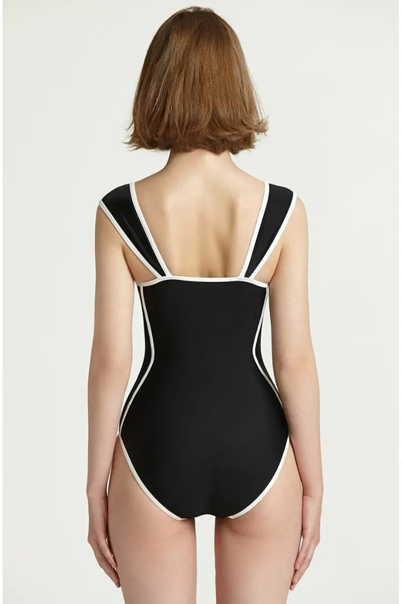 Modern Colorblock Korean Style Sweetheart Swimsuit
