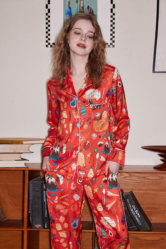 Coordinated Orange Dessert Pajama Set
