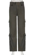 Retro Street Style Pocket Denim Trousers