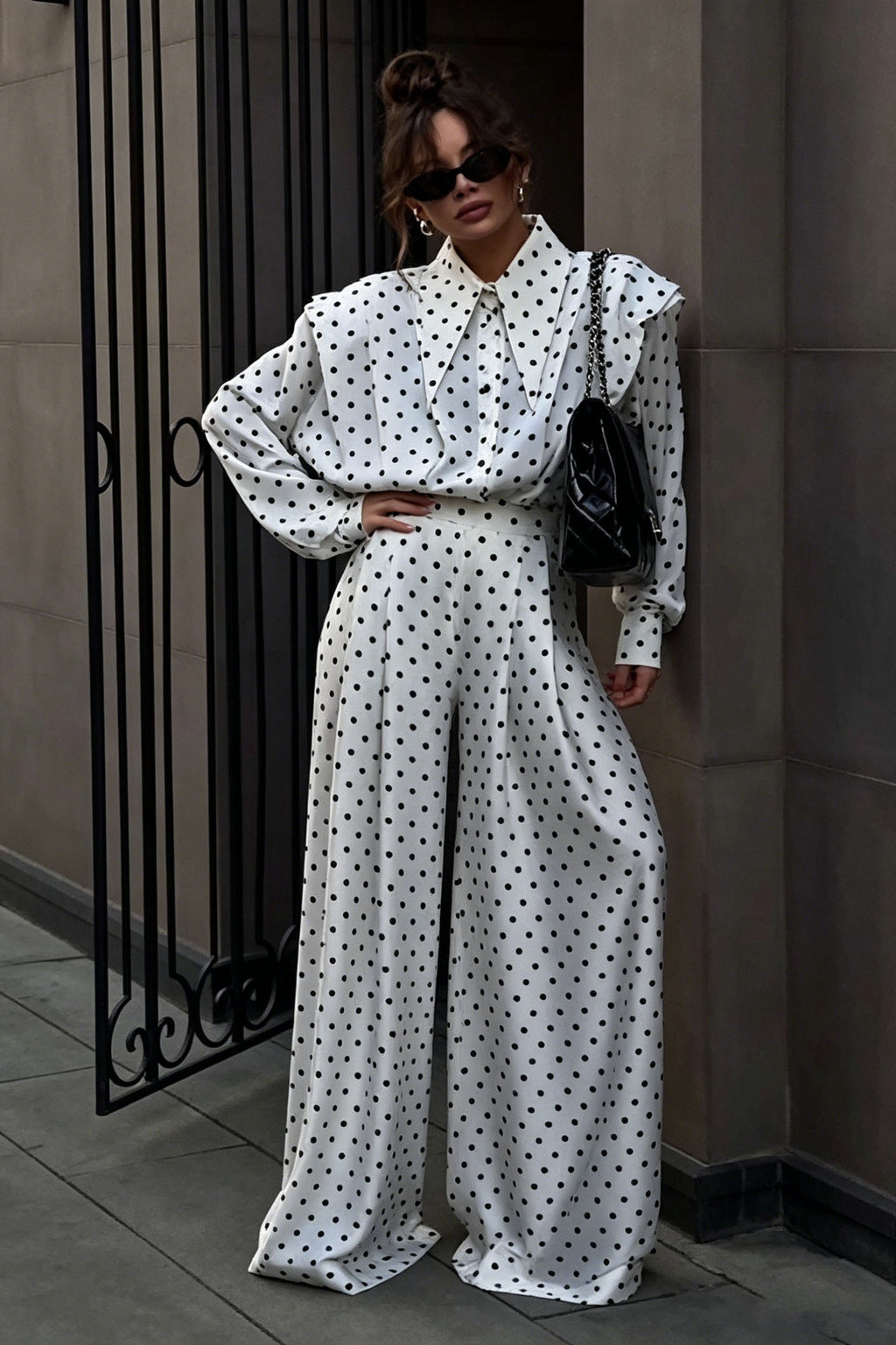 French Style Polka Dot Trousers Set