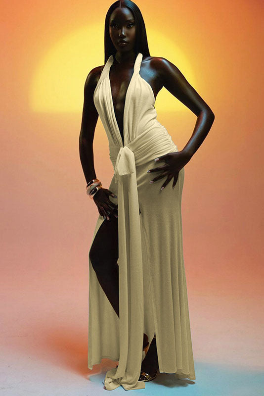 Summer New Slim Fit Tie-Open-Back Maxi-Length Dress