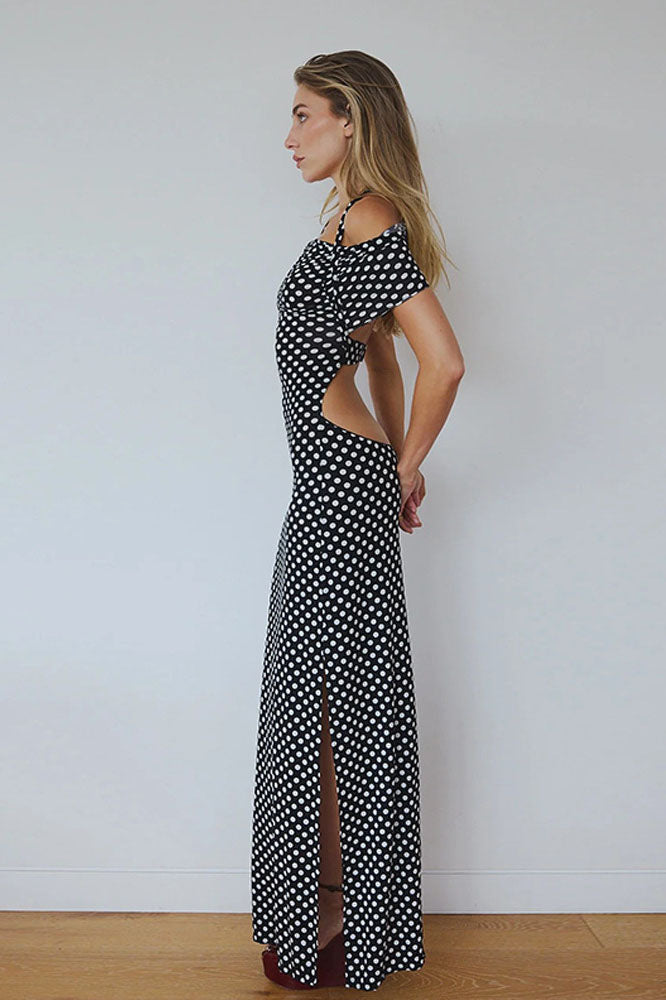Spring Summer Polka Dot Women's Midi-Length Dress