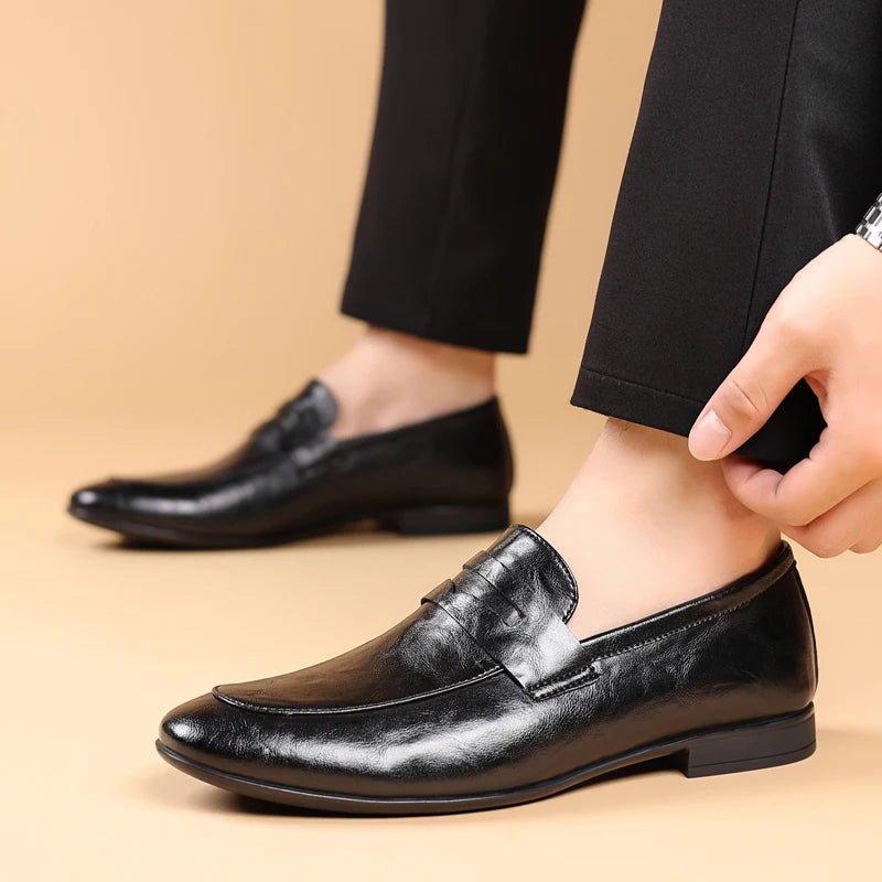 Polished Full-Grain Leather Loafers with Pointed Toe