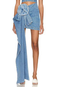 Modern Denim Mini Skirt With 3D Roses