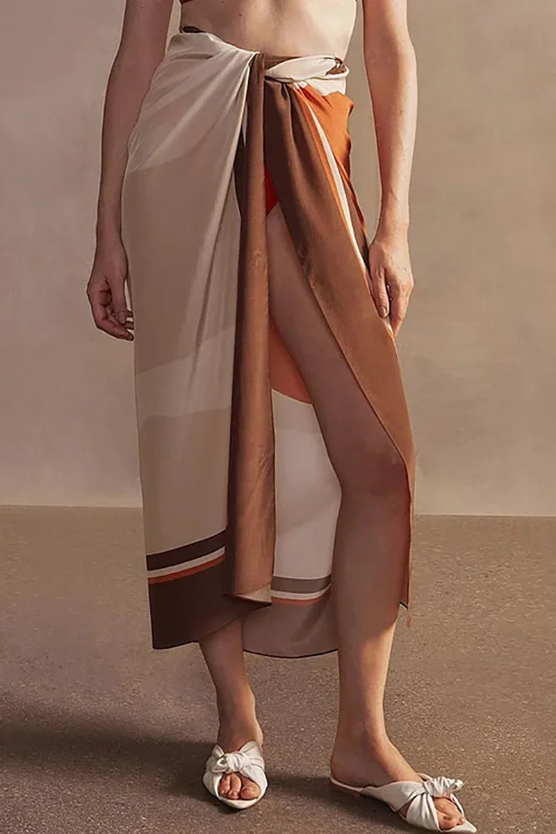 Modern Luxury Reversible Swimsuit with Hermes-Inspired Print