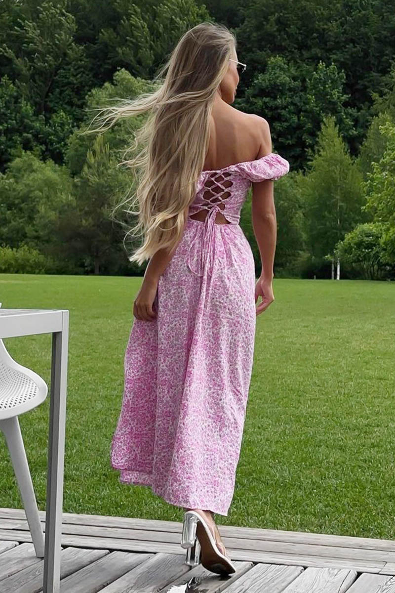 Stylish U-Neck Flower Midi-Length Dress