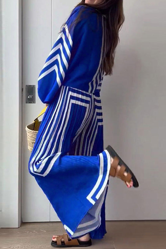 Patterned Striped Pleated Suit