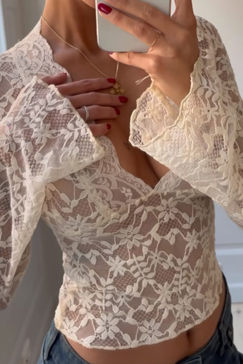 Modern Sultry Pink Lace Wrap Crop Top