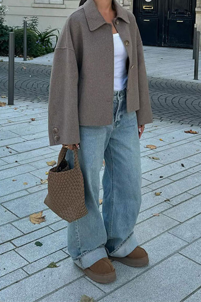 Lapel Solid Knit Cardigan
