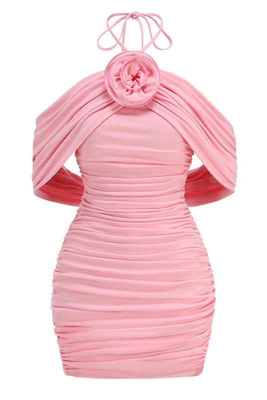 Summer Halter Fitted Mini-Length Dress