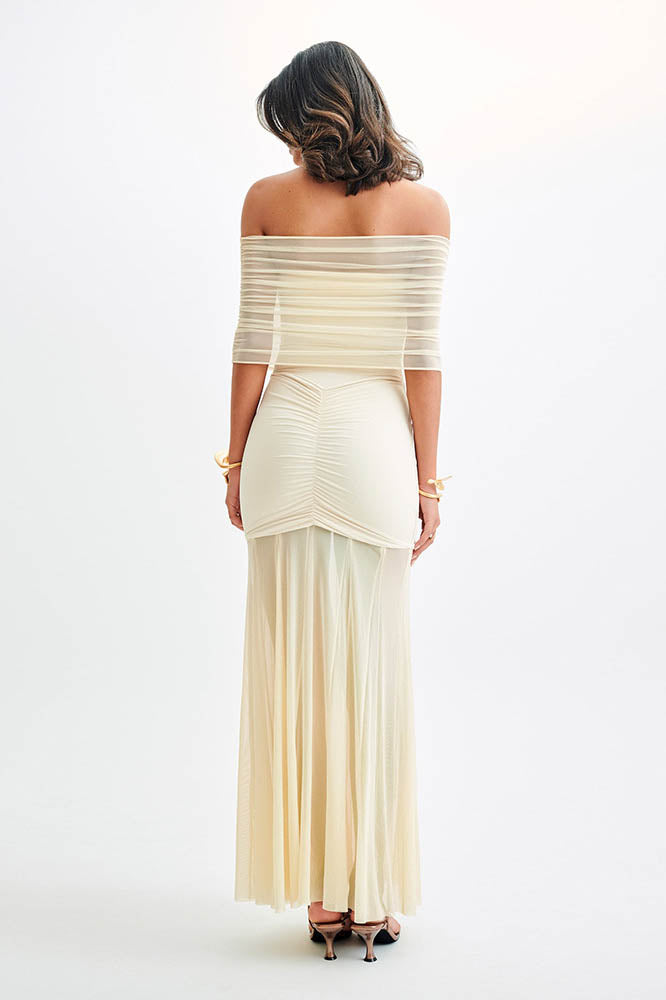 Nocturne Whisper - Fitted Open-Back Maxi-Length Dress