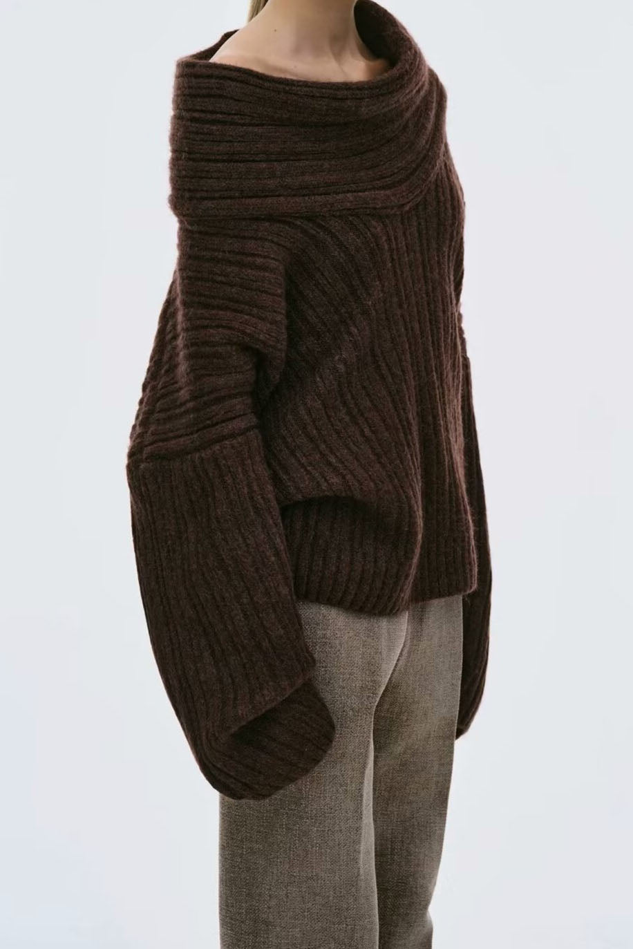 Lazy Style Solid Irregular Knit Top