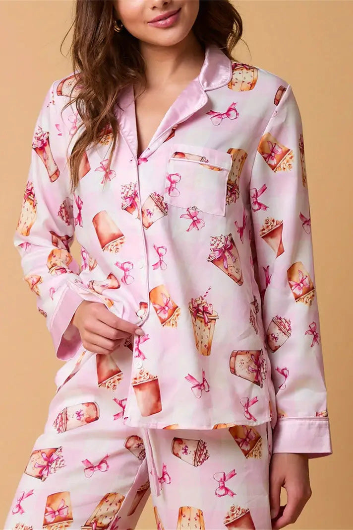 Coordinated Christmas Festive Stripe Print Pajama Set
