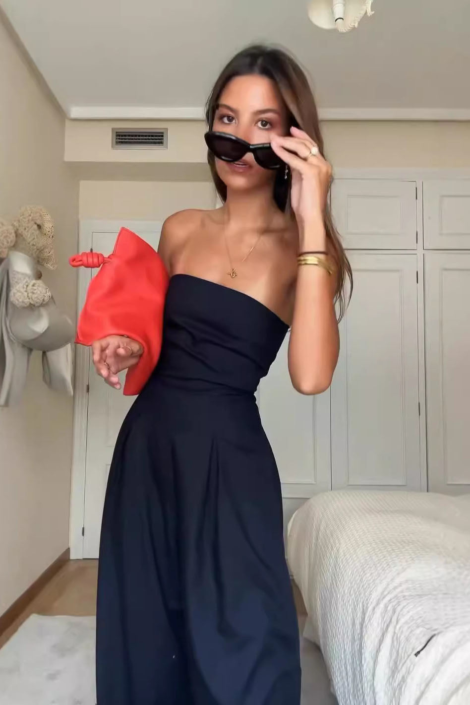 Starry Night-Strapless Open-Back Jumpsuit