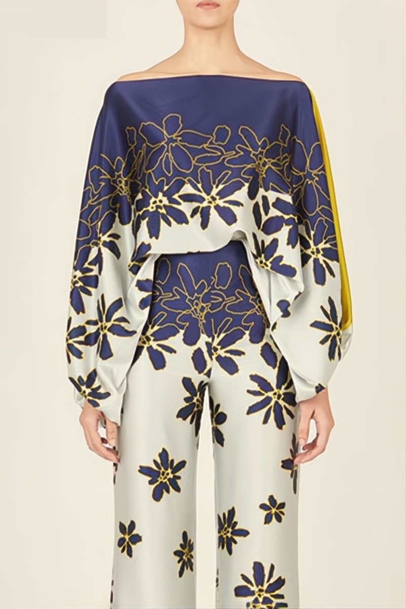 Coordinated Abstract Waves Two-Piece Set - Apricot