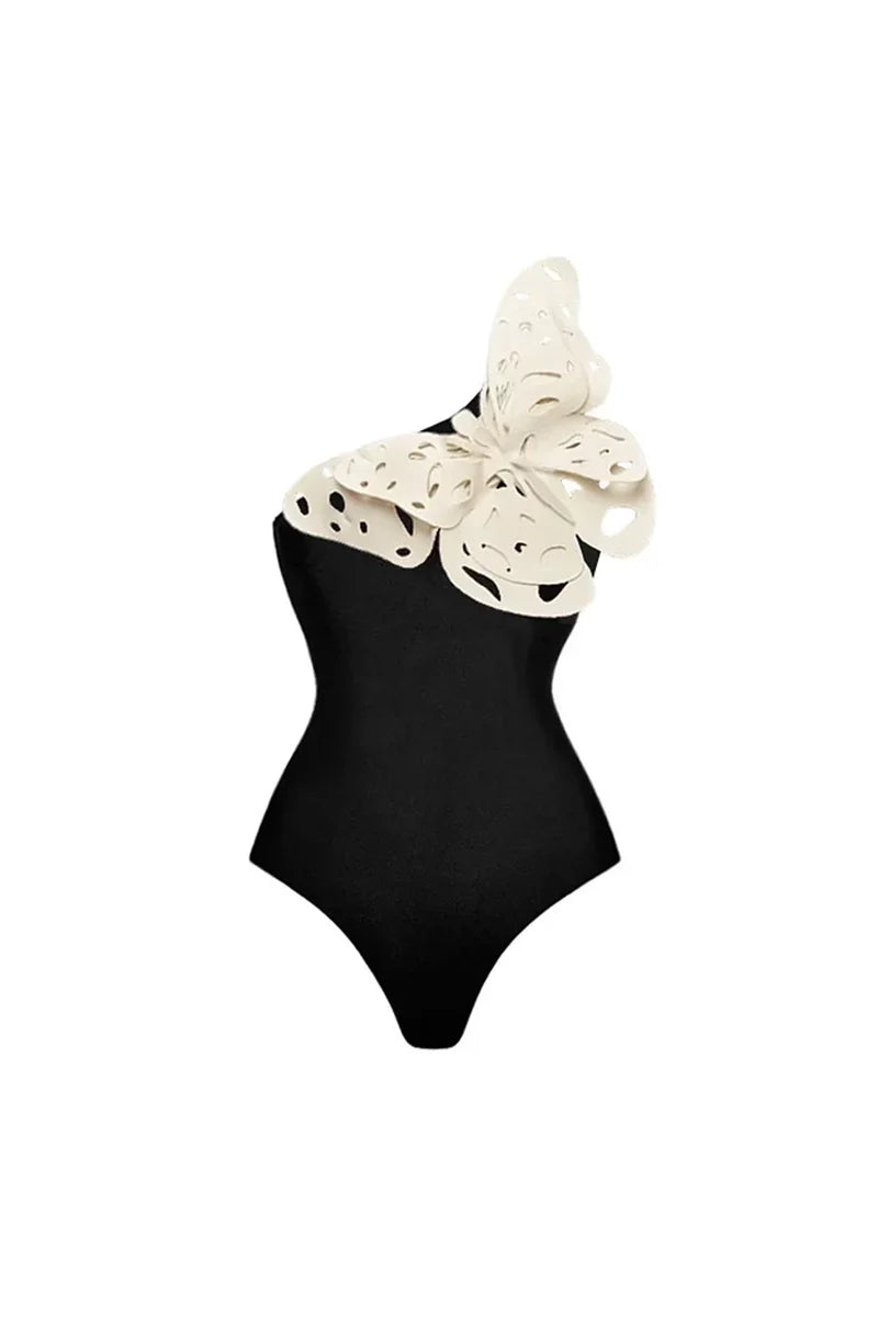 3D Butterfly Cut-Out One-Shoulder Swimsuit