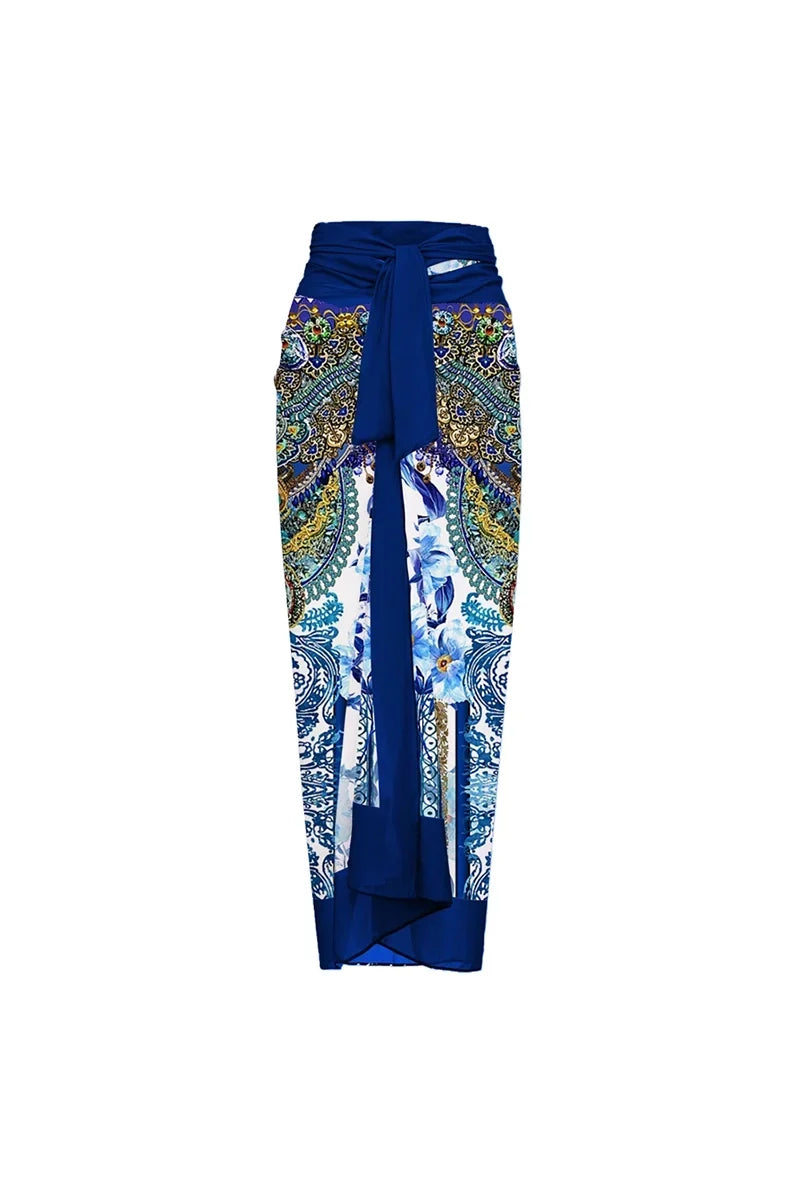Blue 3D Flower Embellished Swimsuit