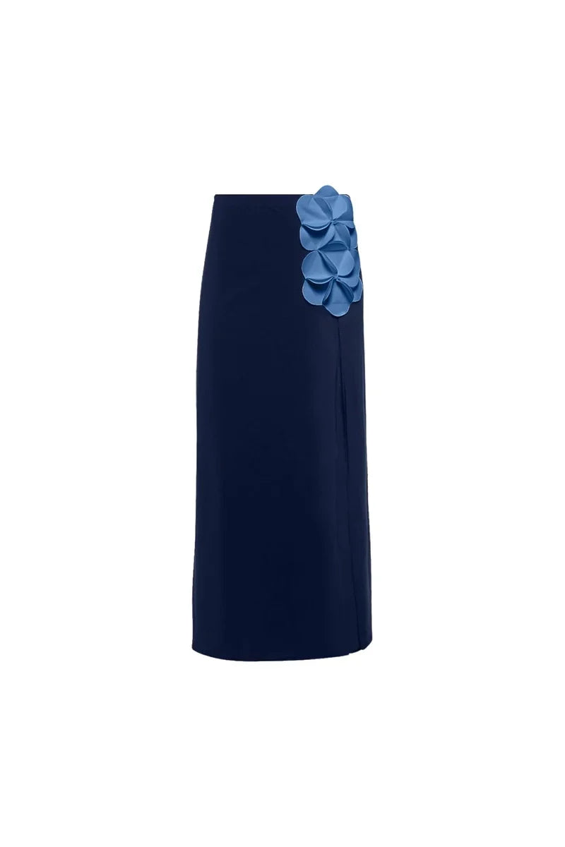 Blue 3D Flower Strapless Swimsuit