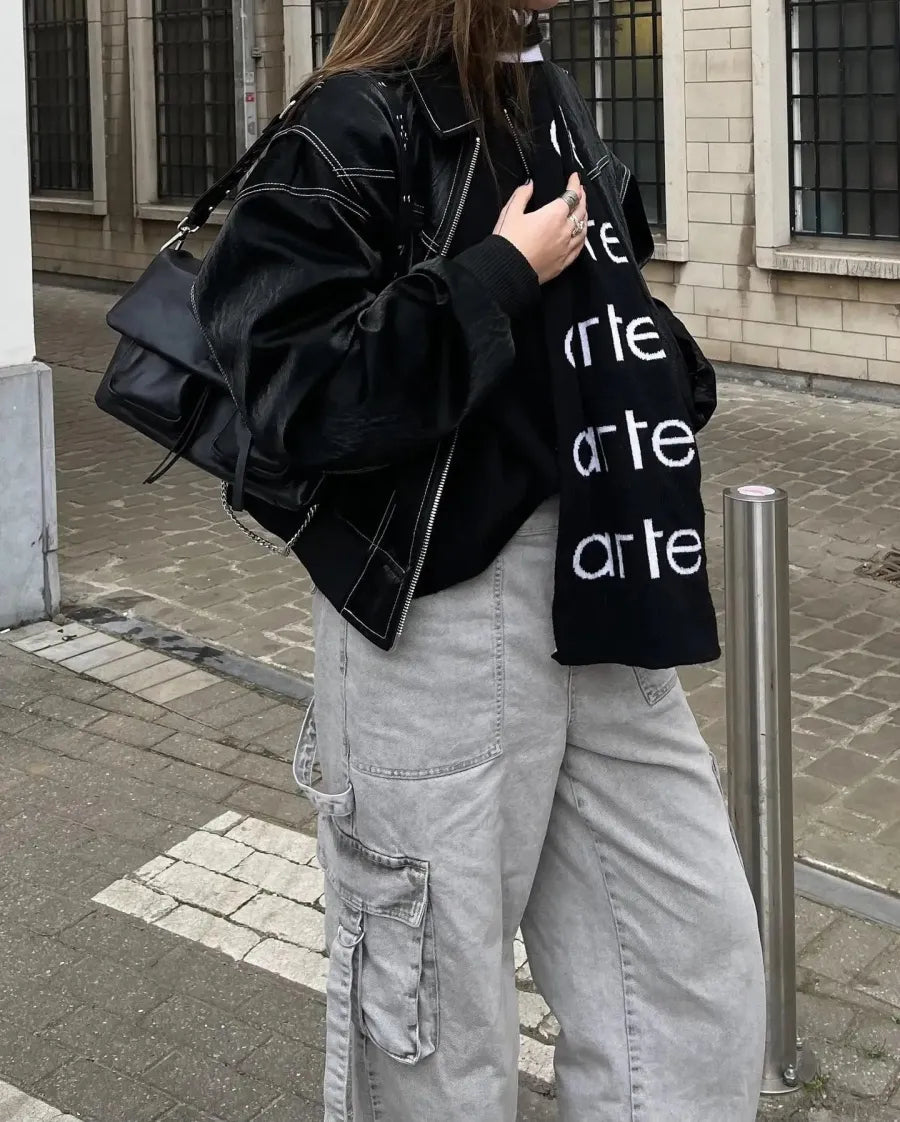 Oversized Leather Jacket with a Casual Look
