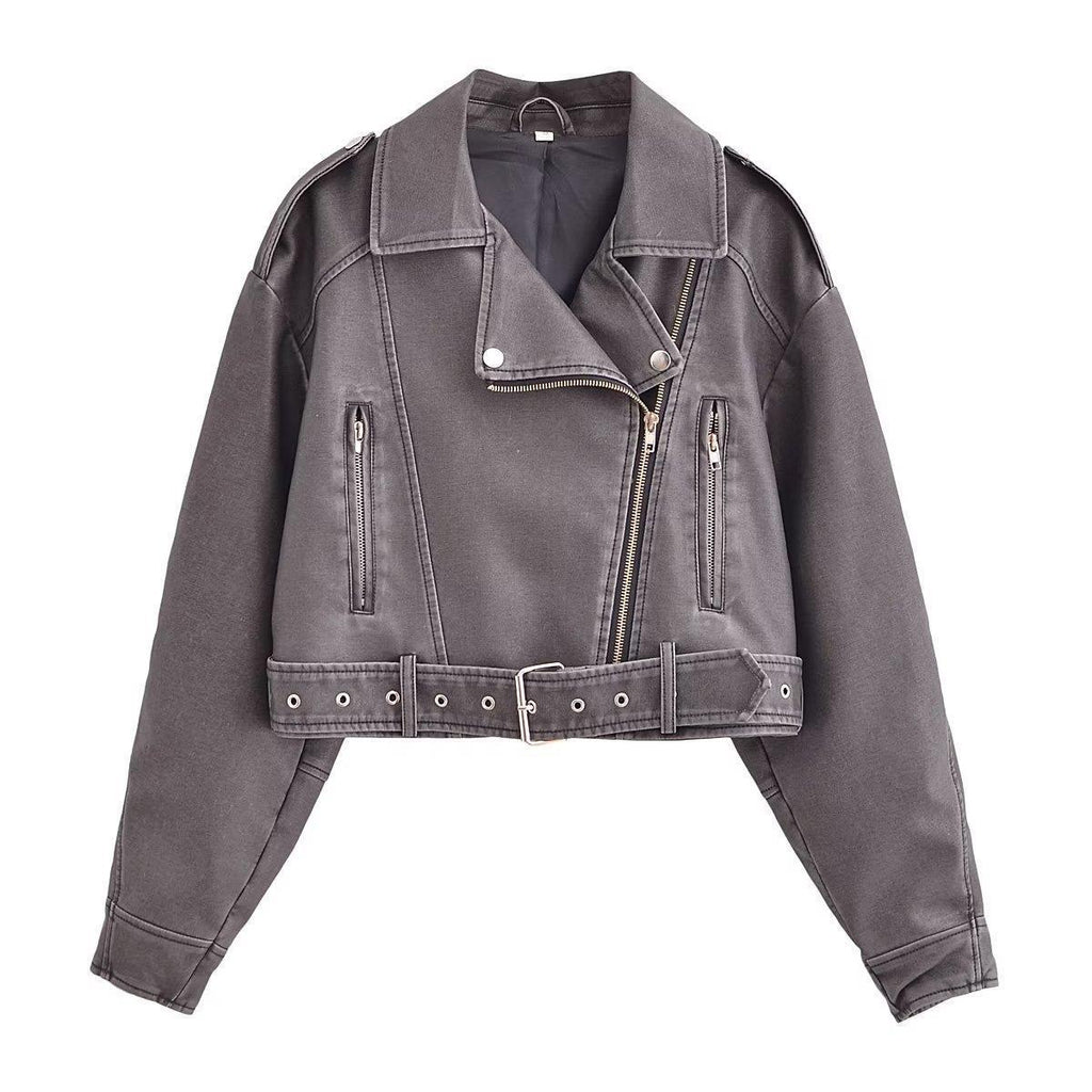 Washable Leather Jacket with Color Gradient