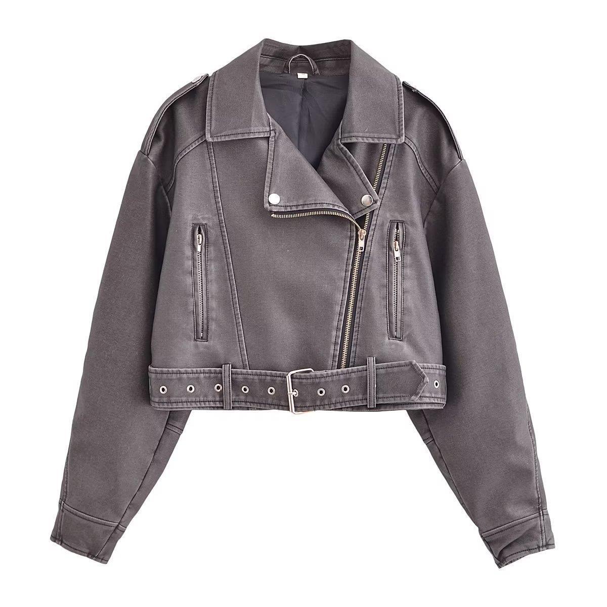 Washable Leather Jacket with Color Gradient